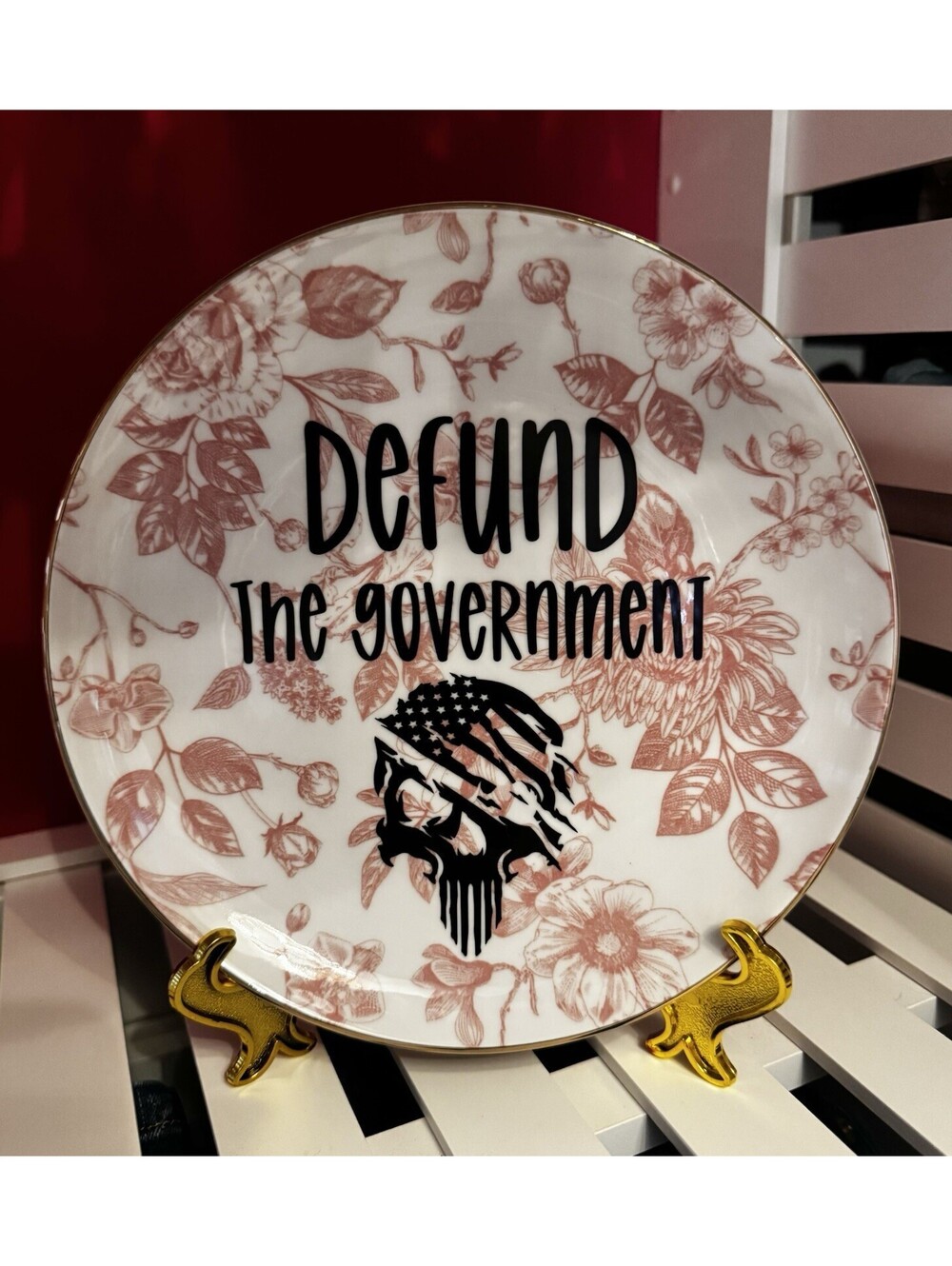 Handmade Gift Funny Scull Humor Unique Present Antique Plate Collectable